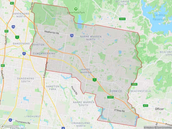 Casey North, Victoria Polygon Area Map