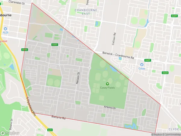 Cranbourne East South, Victoria Polygon Area Map