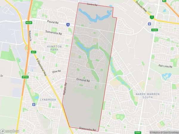 Hampton Park East, Victoria Polygon Area Map