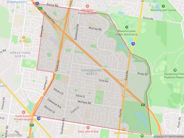 Postal Code 3175 Regions Map for Dandenong North