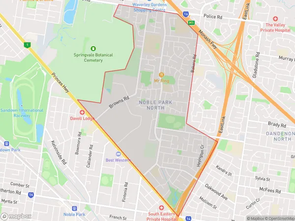 Noble Park North, Victoria Polygon Area Map