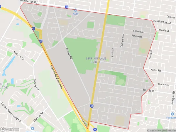 AU PostCode 3172 Suburbs Map for Springvale South