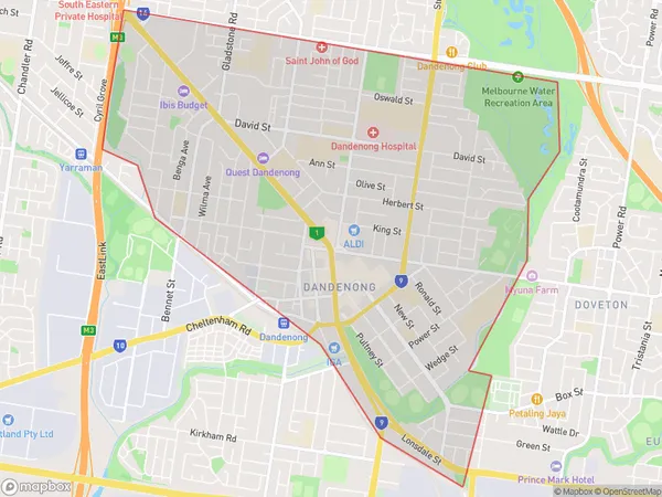 Dandenong North, Victoria Polygon Area Map