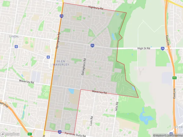 AU PostCode 3150 Suburbs Map for Glen Waverley - East