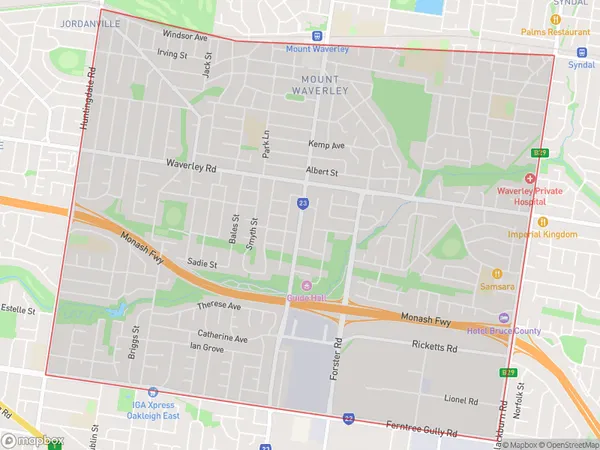 ZipCode 3149 Areas Map for Mount Waverley - South