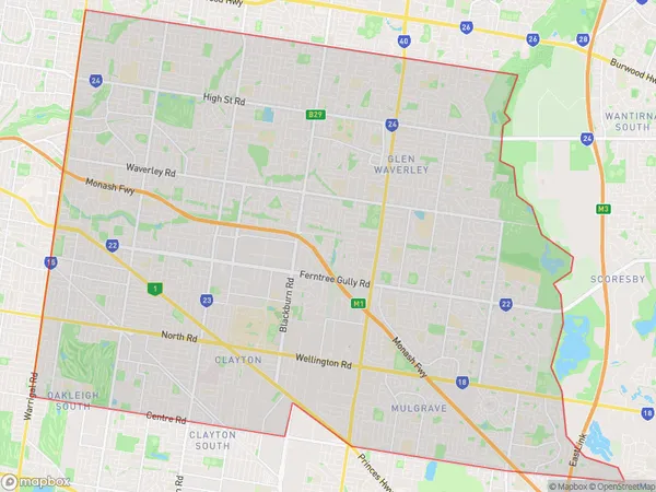 Monash, Victoria Polygon Area Map