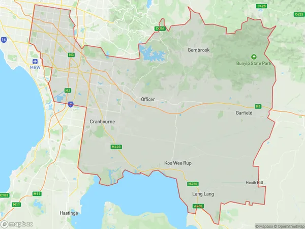 Melbourne South East, Victoria Polygon Area Map