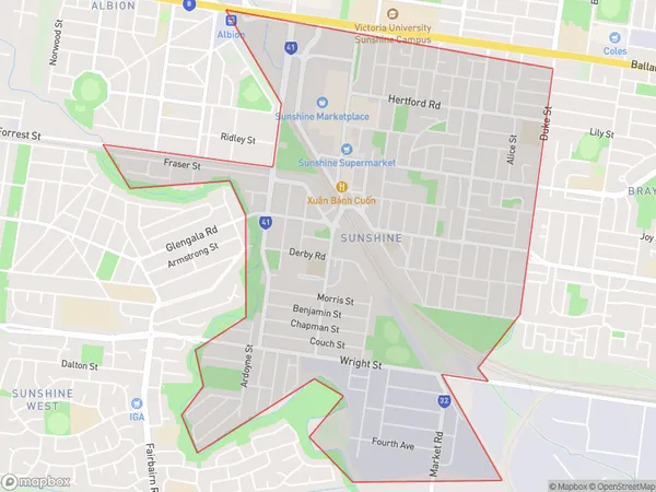 Sunshine, Victoria Polygon Area Map