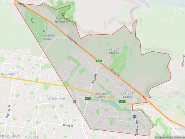 Taylors Lakes, Victoria Polygon Area Map