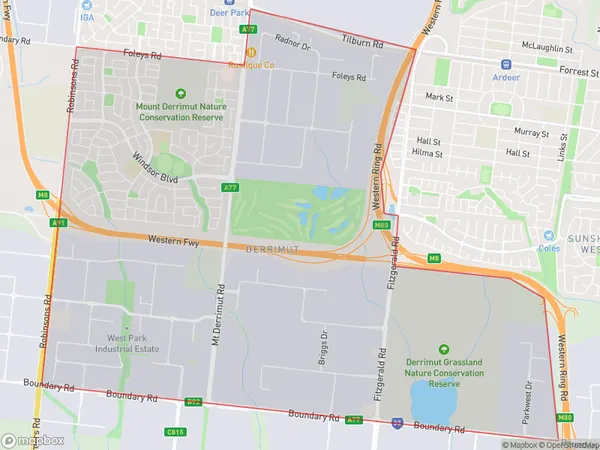 Derrimut, Victoria Polygon Area Map