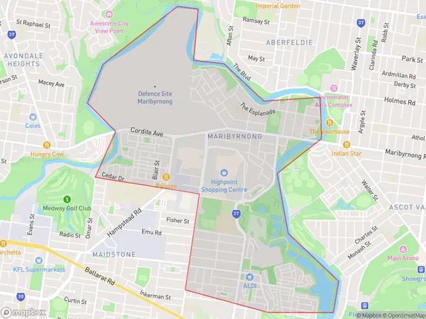 AU PostCode 3032 Suburbs Map for Maribyrnong