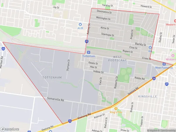 AU PostCode 3012 Suburbs Map for West Footscray - Tottenham