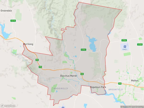 ZipCode 3340 Areas Map for Bacchus Marsh