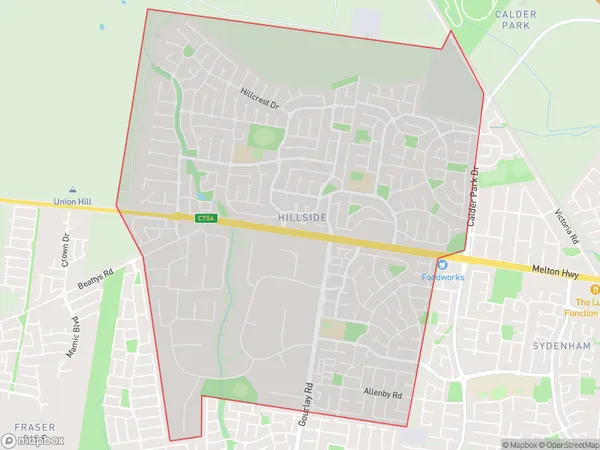 Hillside, Victoria Polygon Area Map