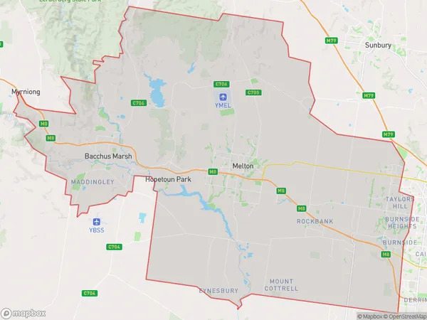 Melton Bacchus Marsh, Victoria Polygon Area Map