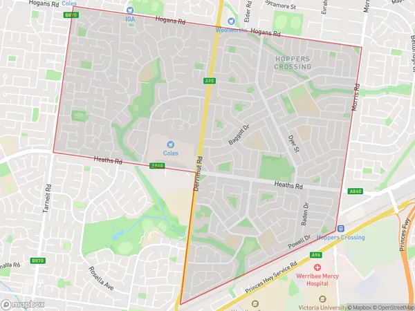 Hoppers Crossing South, Victoria Polygon Area Map