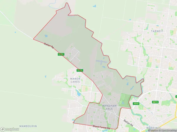 AU PostCode 3024 Suburbs Map for Wyndham Vale