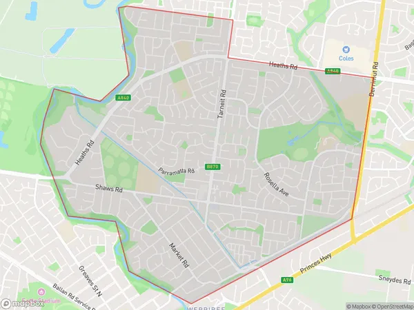 Werribee East, Victoria Polygon Area Map