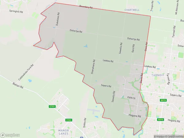 Tarneit (West) Mount Cottrell, Victoria Polygon Area Map