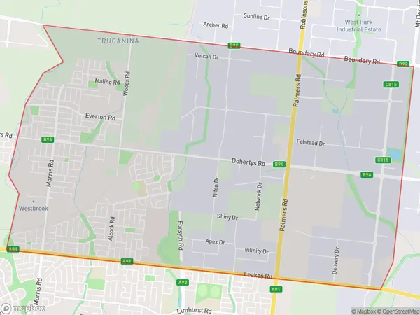 Truganina North, Victoria Polygon Area Map