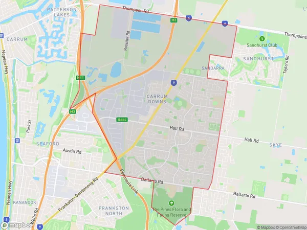 ZipCode 3201 Areas Map for Carrum Downs