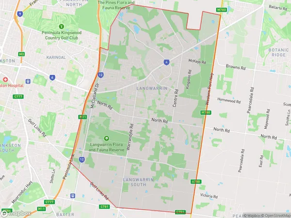 AU PostCode 3911 Suburbs Map for Langwarrin