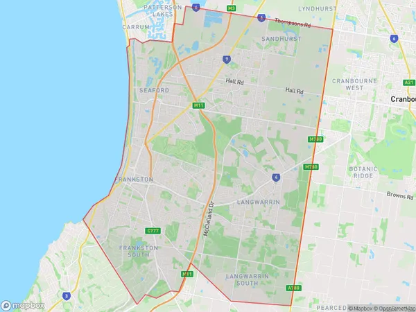 Frankston, Victoria Polygon Area Map