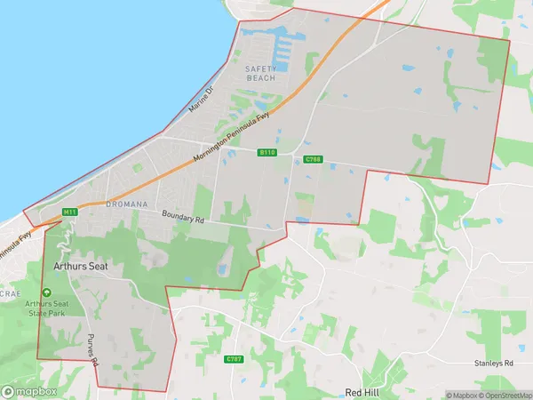 ZipCode 3936 Areas Map for Dromana