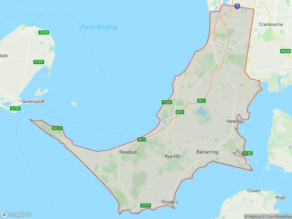 Mornington Peninsula, Victoria Polygon Area Map