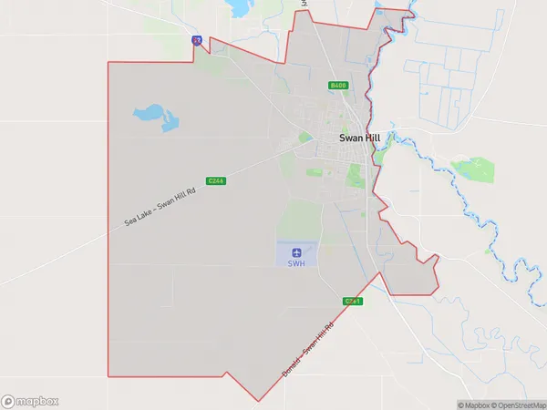 AU PostCode 3585 Suburbs Map for Swan Hill