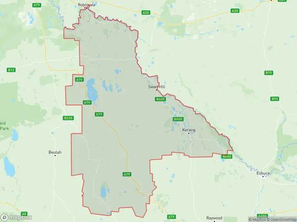 Murray River Swan Hill, Victoria Polygon Area Map