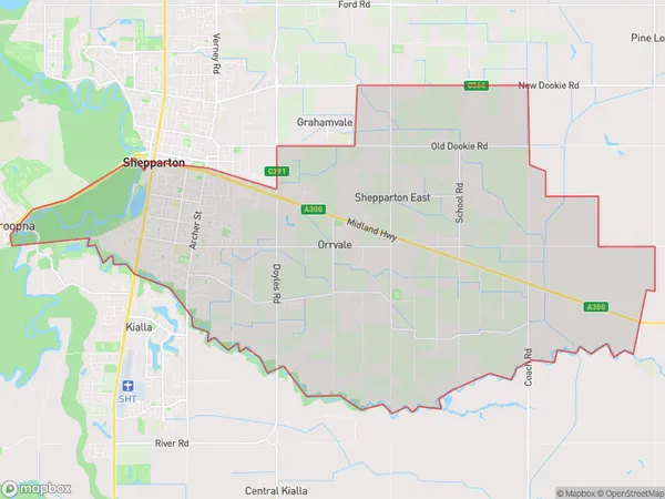 Shepparton South East, Victoria Polygon Area Map