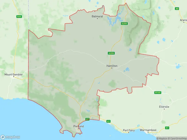 Glenelg Southern Grampians, Victoria Polygon Area Map