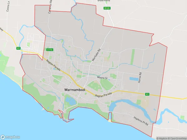 Warrnambool Otway Ranges, Victoria Polygon Area Map