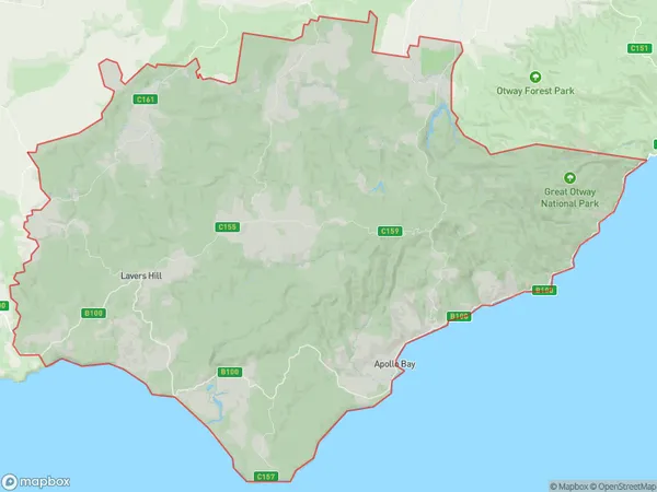 Otway, Victoria Polygon Area Map