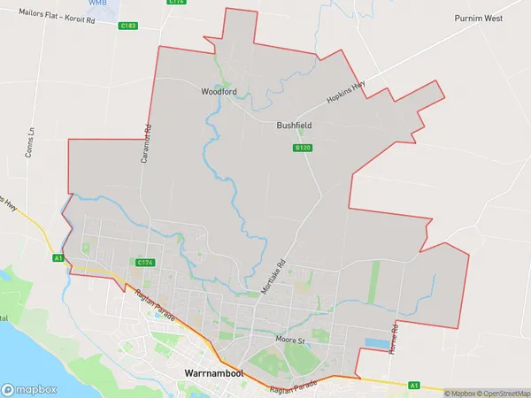 ZipCode 3281 Areas Map for Warrnambool - North