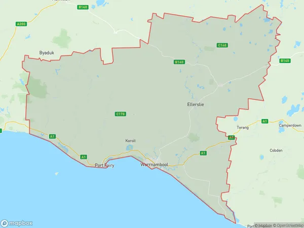 Warrnambool, Victoria Polygon Area Map