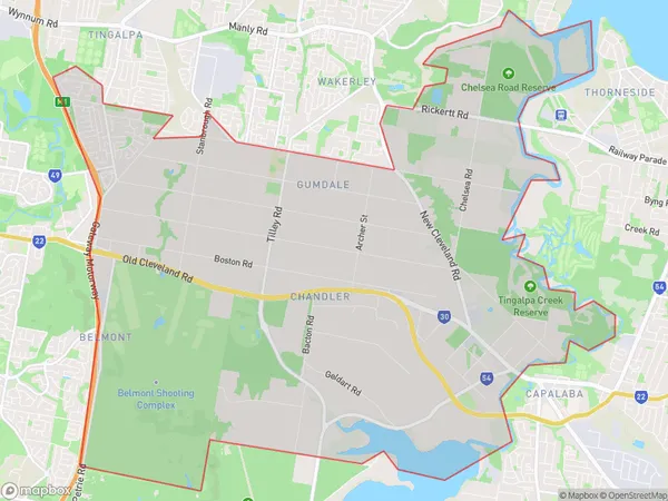 ZipCode 4153 Areas Map for Belmont - Gumdale