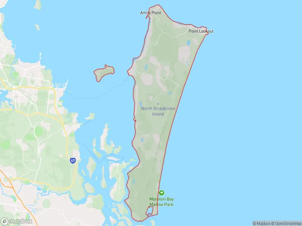 North Stradbroke Island, Queensland Polygon Area Map