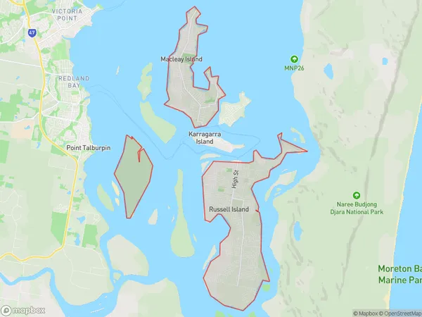 Southern Moreton Bay Islands, Queensland Polygon Area Map