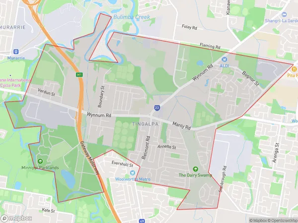 Tingalpa, Queensland Polygon Area Map