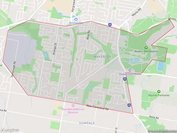 AU PostCode 4154 Suburbs Map for Wakerley