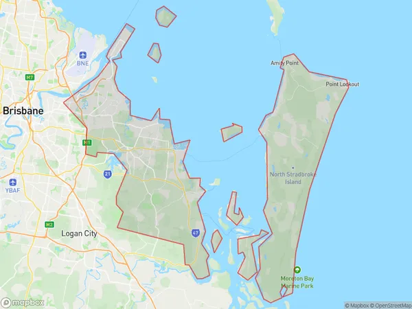 Brisbane East, Queensland Polygon Area Map