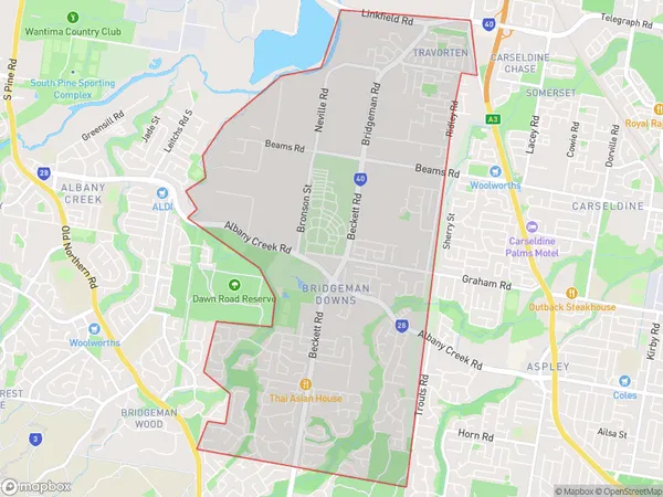 Bridgeman Downs, Queensland Polygon Area Map