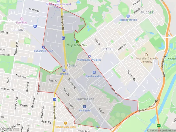 AU PostCode 4014 Suburbs Map for Northgate - Virginia