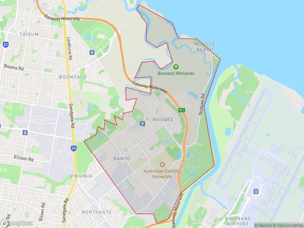 Nudgee Banyo, Queensland Polygon Area Map