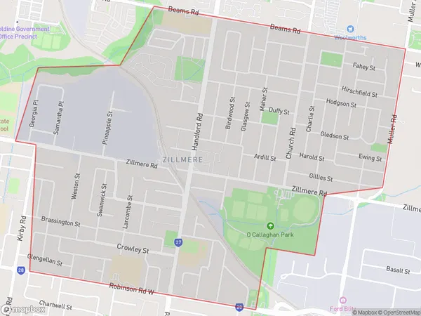 Postal Code 4034 Regions Map for Zillmere