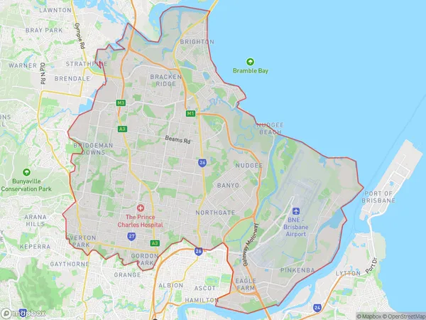 Brisbane North, Queensland Polygon Area Map