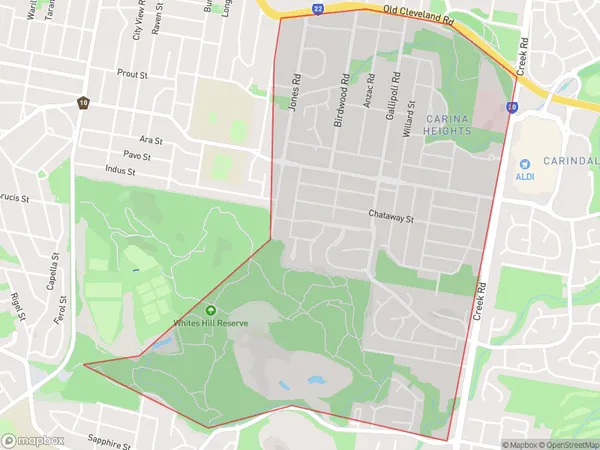 Carina Heights, Queensland Polygon Area Map