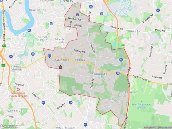 Carindale, Queensland Polygon Area Map